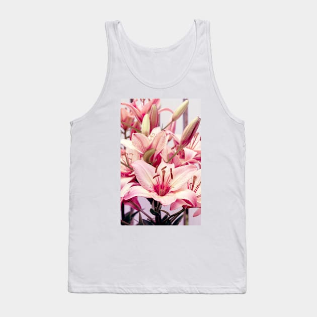 Fresh pink lilies flowers closeup Tank Top by lena-maximova